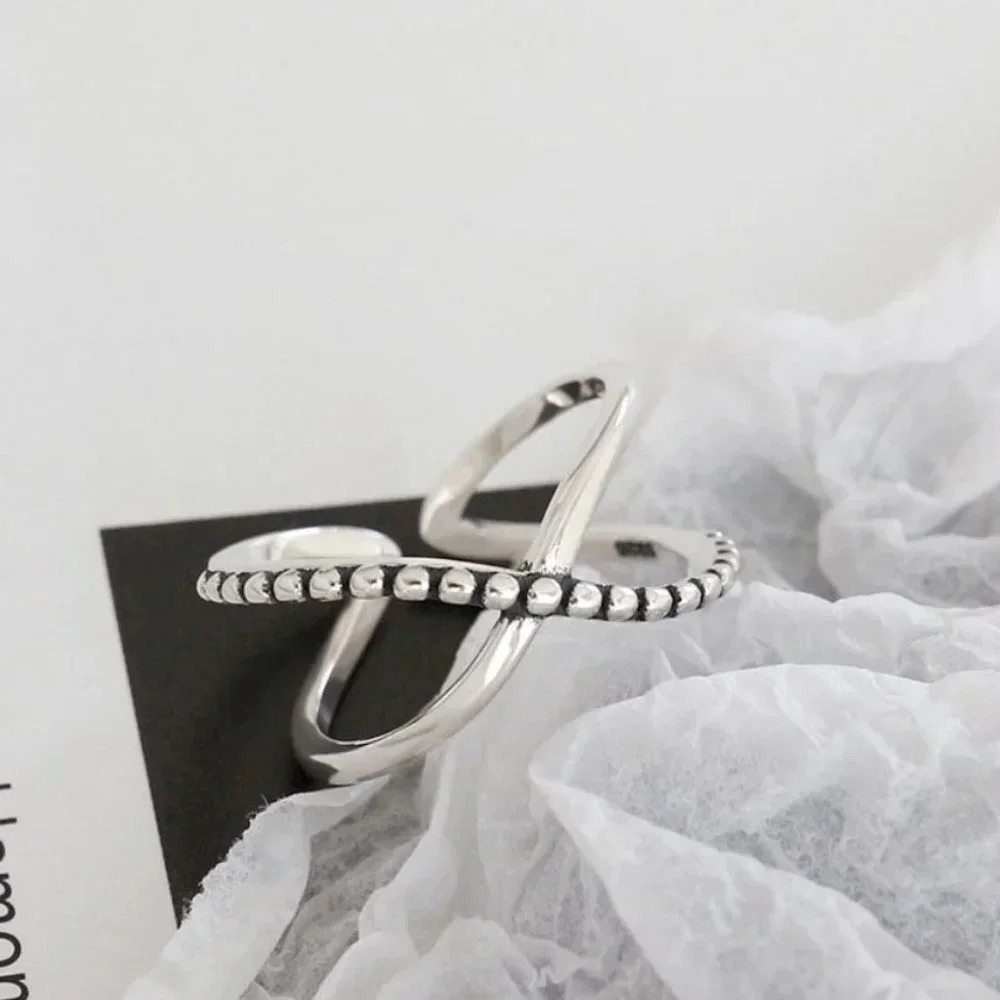 Minimalist 925 Sterling Silver Criss Cross Ring Dainty Minimalist Ring